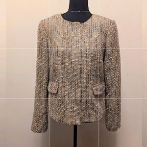 Talbots Gold Metallic Tweed Career Blazer Size 8